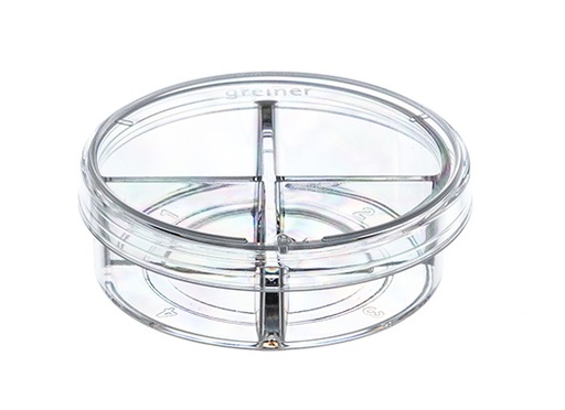[627975] CELLview cell culture dish, four compartments, Advanced TC treated, Sterile, Case of 40