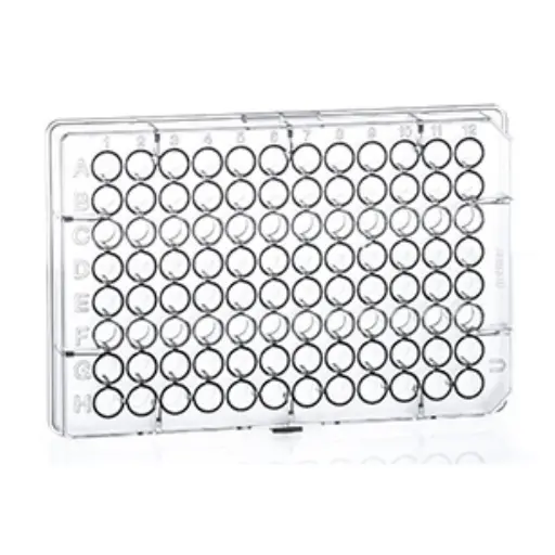 [650970] 96W Cell-Repellent Plate, PS, Sterile, Round (U) Bottom, Clear, w/Lid, Case of 6