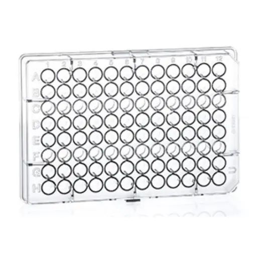 [650979] 96W Cell-Repellent Plate, PS, Sterile, Round (U) Bottom, Clear, w/Lid, Case of 32