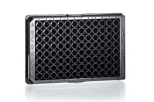 [655079] 96W CELLSTAR Plate, PS, TC Treated, Sterile, Flat Bottom, Chimney Style, Black, Case of 40