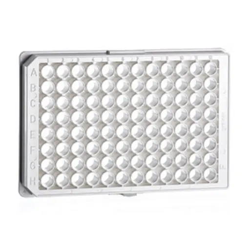 [655083] 96W CELLSTAR Plate, PS, TC Treated, Sterile, Flat Bottom, Chimney Style, White, w/Lid, Case of 32