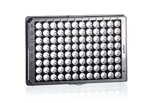 [655096] 96W FLUOTRAC 200 Plate, PS, Medium Binding, Flat Bottom, Black uClear, Case of 40