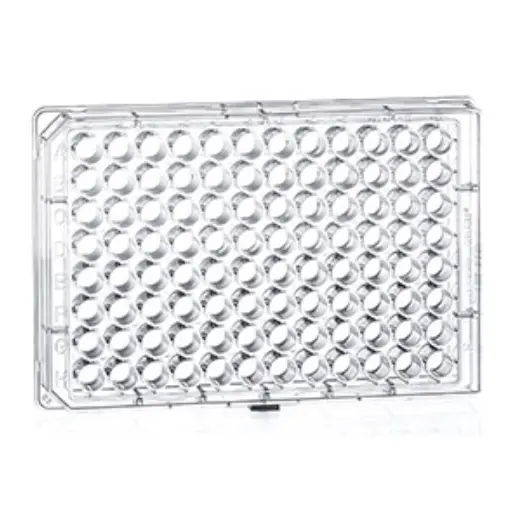[655182] 96W CELLSTAR Plate, PS, TC Treated, Sterile, Flat Bottom, Chimney Style, Clear, w/Lid, Case of 160