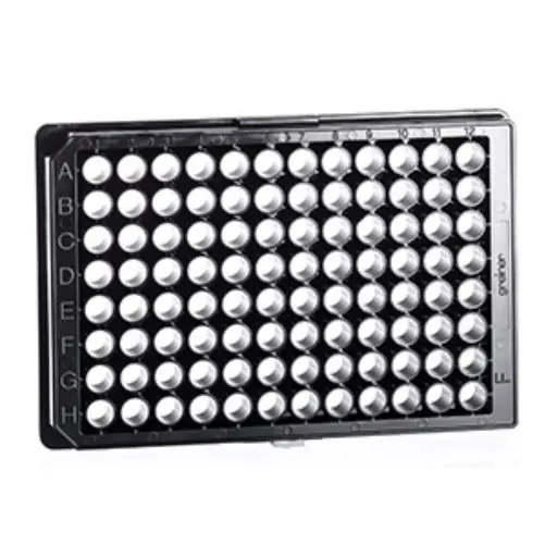 [655946] 96W CELLCOAT Poly-D-Lysine Plate, PS, Flat Bottom, Chimney Style, Black Clear, w/Lid, Case of 20