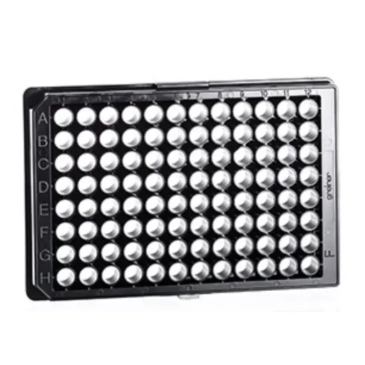 [655948] 96W CELLCOAT Poly-D-Lysine Plate, PS, Flat Bottom, Chimney Style, Black Clear, w/Lid, Case of 120