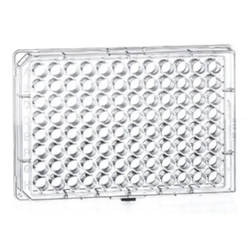 [655980] 96W Advanced TC Plate, PS, Sterile, Flat Bottom, Chimney Style, Clear, w/Lid, Case of 100
