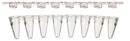 [673281] COMBO Sapphire RT PCR 0.2ml strip tubes, low profile, clear, strip caps in same box, Case of 1250