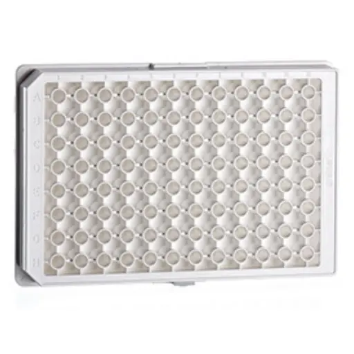 [675083] 96W Half Area CELLSTAR Plate, PS, TC Treated, Sterile, Flat Bottom, Chimney Style, White, w/Lid, Case of 32