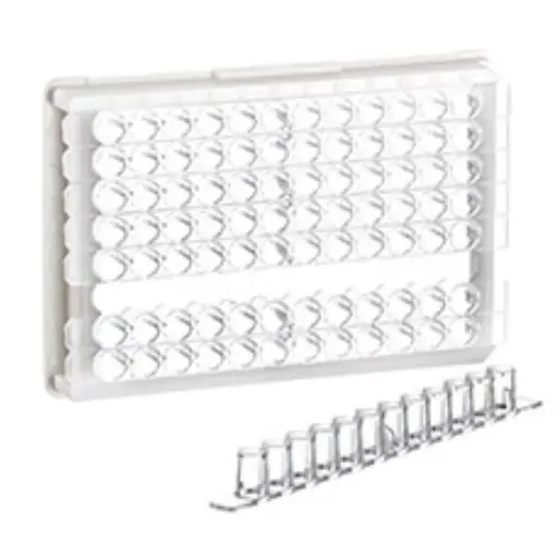 [701071] Greiner Bio-One 96W F12 MICROLON 600 Strip Plate, PS, High Binding, 1 x 12 Flat Bottom strips, Clear