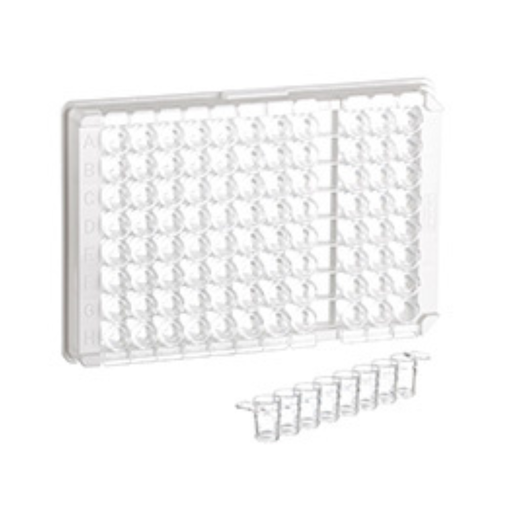 [705071] 96W C8 Single-break MICROLON 600 Strip Plate, PS, High Binding, 1x8 Break-Apart C-Bottom (Flat w/curved edge) Strips, Clear Wells, Case of 100
