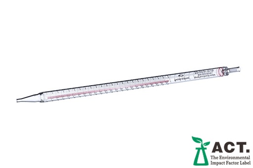 [760160] Serological Pipette, PS, 25mL, Plastic Wrapped, Sterile, w/ 1/10 Graduations, Red Color Code, Case of 200
