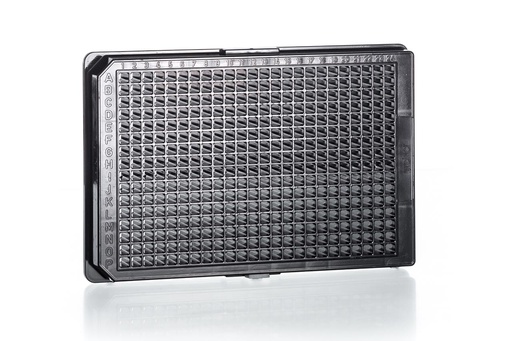 [781090] 384W CELLSTAR Plate, PS, TC Treated, Sterile, Flat Bottom, Black uClear, w/Lid, Case of 120