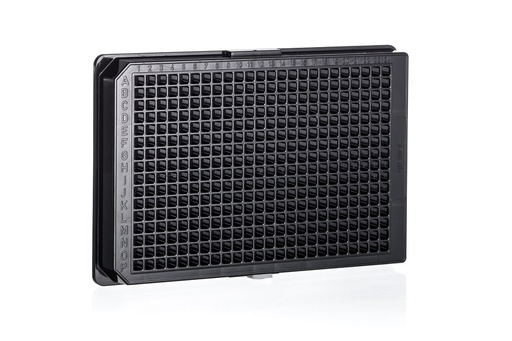 [781096] 384W FLUOTRAC 200 Plate, PS, Medium Binding, Flat Bottom, Black uClear, Case of 40