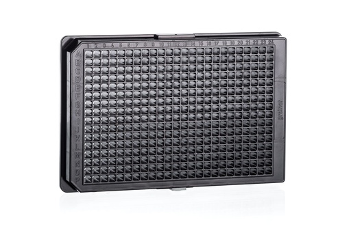 [781906] 384W Non-binding Plate, PS, Flat Bottom, Black Clear, Case of 40