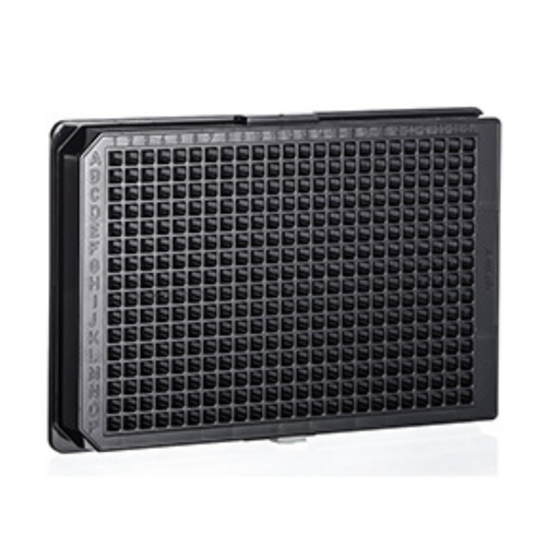 [781956] 384W CELLCOAT Collagen Type I Plate, PS, Flat Bottom, Black uClear, w/Lid, Case of 20