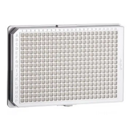 [781974] 384W Cell-Repellent Plate, PS, Sterile, Flat Bottom, White uClear, w/Lid, Case of 32