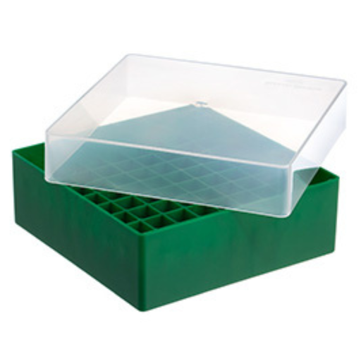 [802225] Greiner Bio-One 81 position Cryo Storage Bo x for 1 & 2 ml Cryo.s, PP, 9 x 9, Green w/Natural lid