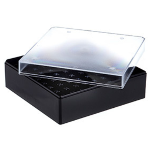 [802576] 81 way Datamatrix Cryo.s Rack, PC, Black w/Low Profile Clear Lid (for 1 & 2 ml 123263-2DG, 122263-2DG, 126263-2DG), Case of 10