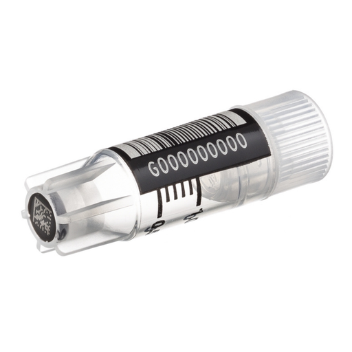 [123263-2DG] 1 mL Cryo.s w/Datamatrix (generic 2D sequence), PP, Sterile, Internal Thread Natural Cap, ID Field, Starfoot Base, Conical Bottom, 150 White Cap Inserts per CS, Case of 500