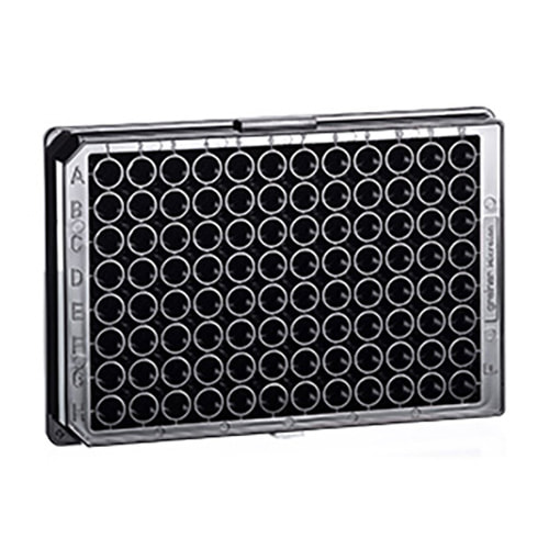 96W FLUOTRAC 600 Plate, PS, High Binding, Flat Bottom, Chimney