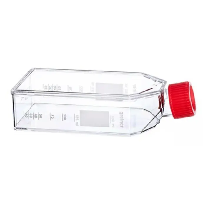 Greiner Bio-One Cell Culture Flask, 250 ml, 75 cm², PS, Clear, Red Filter Screw Cap, CellStar TC, Sterile, 5 pcs./Bag, Triple Packed