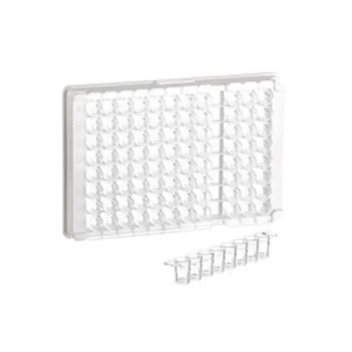 [705071-25] 96W C8 Single-break MICROLON 600 Strip Plate, PS, High Binding, 1x8 Break-Apart C-Bottom (Flat w/curved edge) Strips, Clear Wells, Case of 150