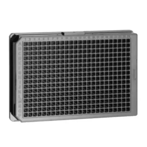 [781892P] 384W SensoPlate, Sterile, Flat Bottom, Black/Glass, w/Lid, 1Ea