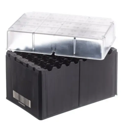 [803270-2DG] Greiner Bio-One 48-way Datamatri x RACK for 4 ml Cryo.s, PP, BLK w/Natural High Lid, pre-barcoded